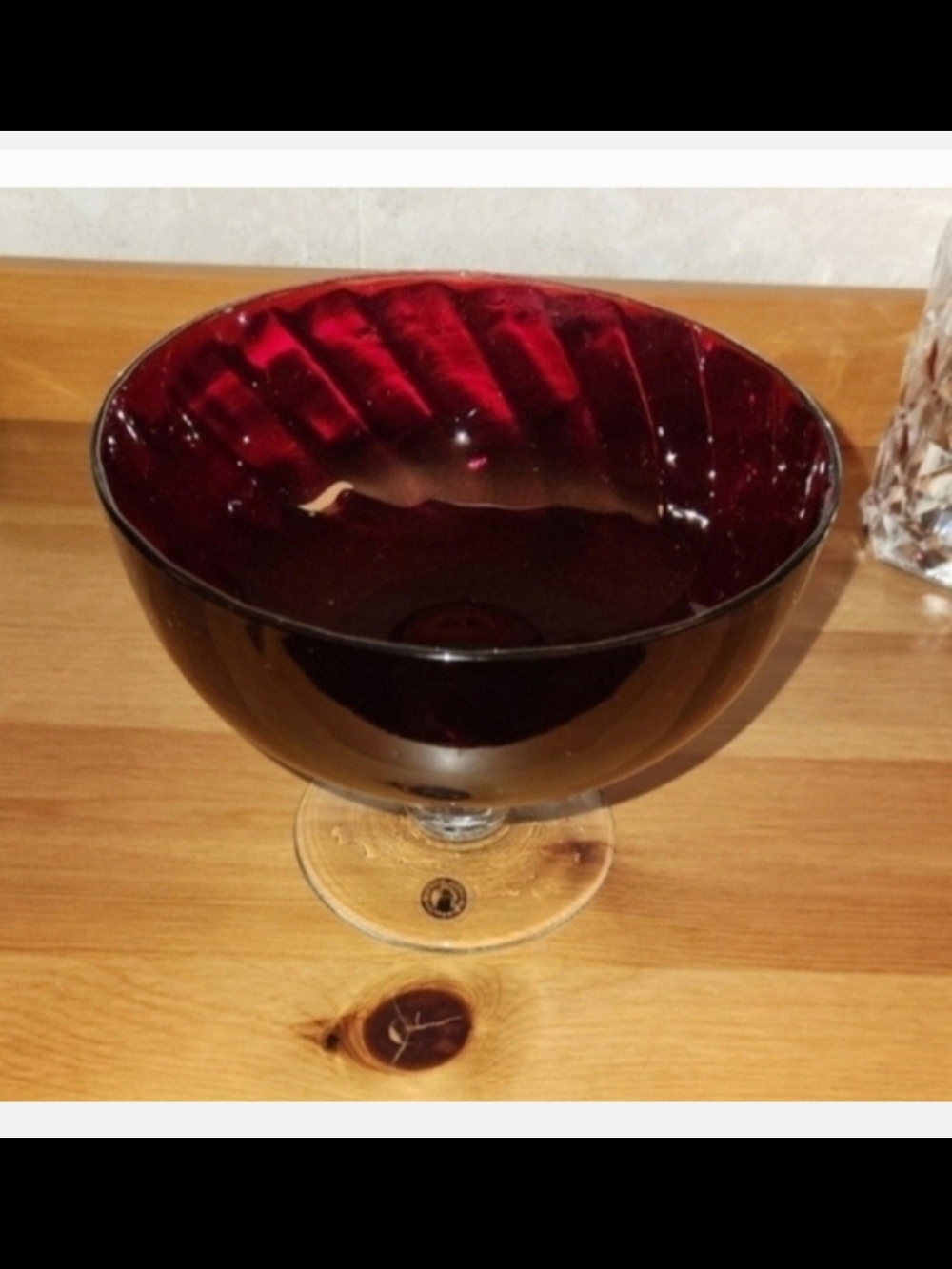 Deep Ruby Red Glass Compote Bowl